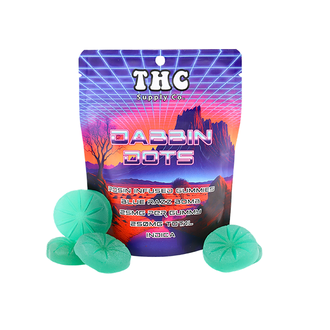 *THCSC Dabbin Dots Rosin Gummy 25mg D9 10pk / Indica / Purple Punch Blue Razz Bomb
